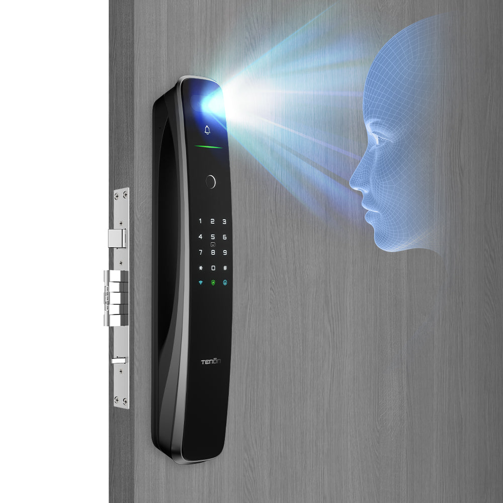 Tenon A9 pro 3D Face Recognition Built-in WiFi Palm Vein Unlock Smart Door Lock with Display and Digital Door Viewer