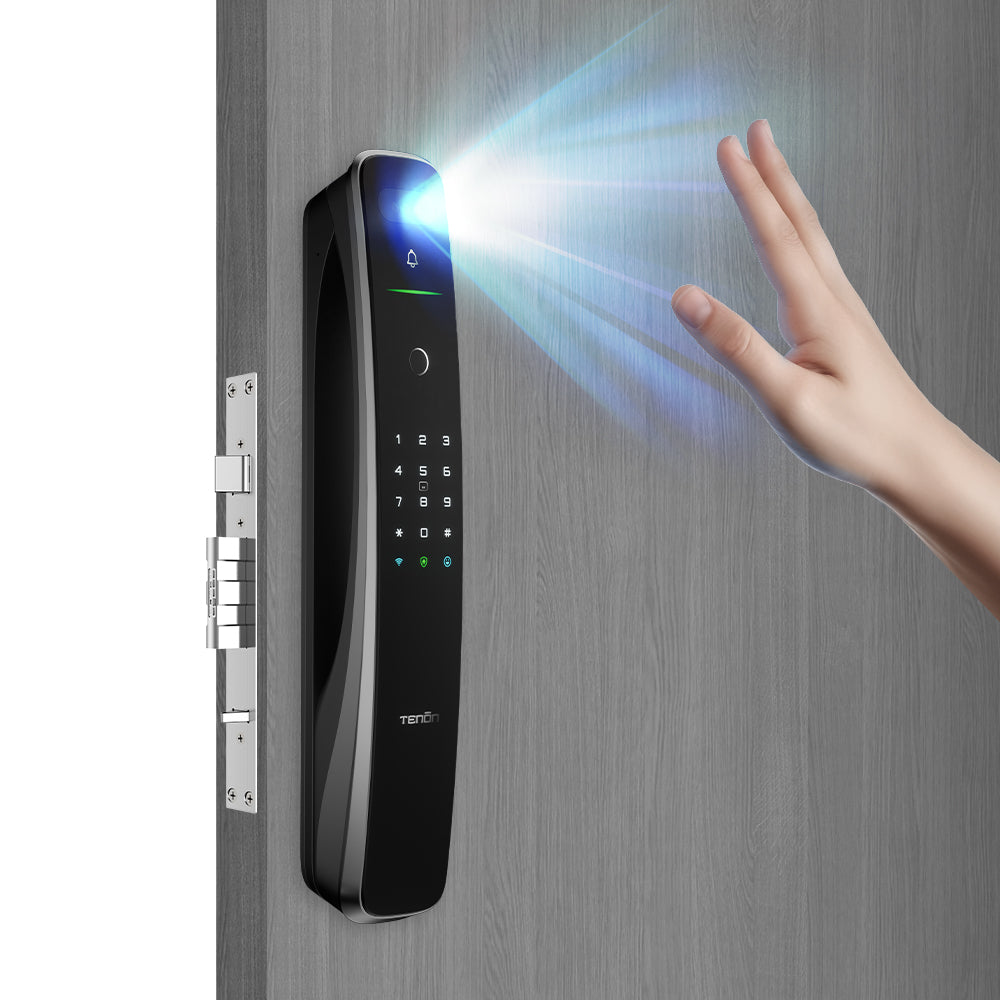 Tenon A9 pro 3D Face Recognition Built-in WiFi Palm Vein Unlock Smart Door Lock with Display and Digital Door Viewer