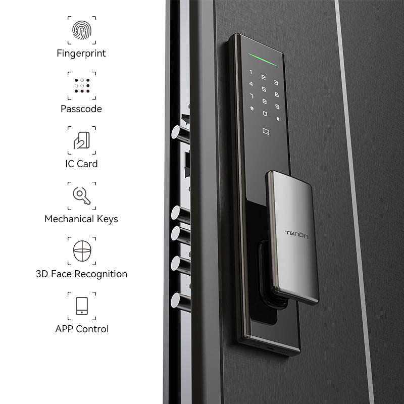 Tenon A5s Ultra Slim 18mm One-Button Automatic Control Built-in WiFi Smart Door Lock with Display and Digital Door Viewer