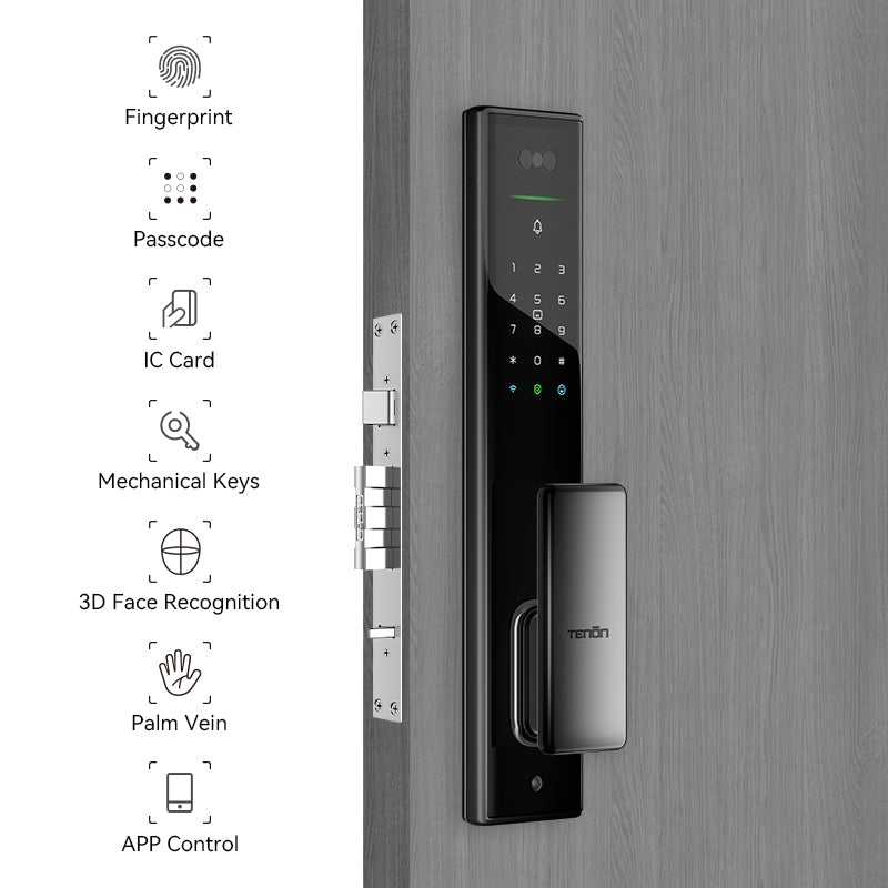 Tenon A5 pro Ultra Slim 18mm Automatic Control Built-in WiFi Palm Vein Unlock Smart Door Lock with Display and Digital Door Viewer