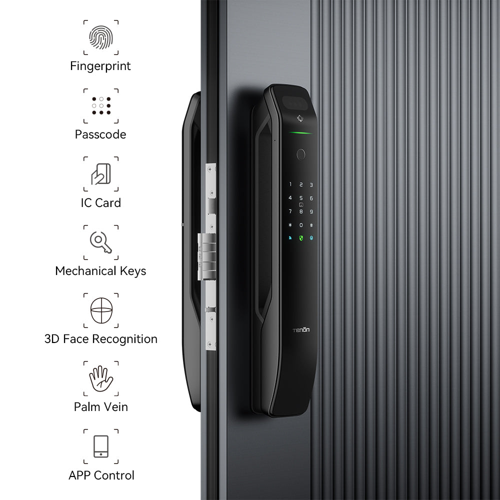 Tenon A6 pro 3D Face Recognition Built-in WiFi Palm Vein Unlock Smart Door Lock with Display and Digital Door Viewer