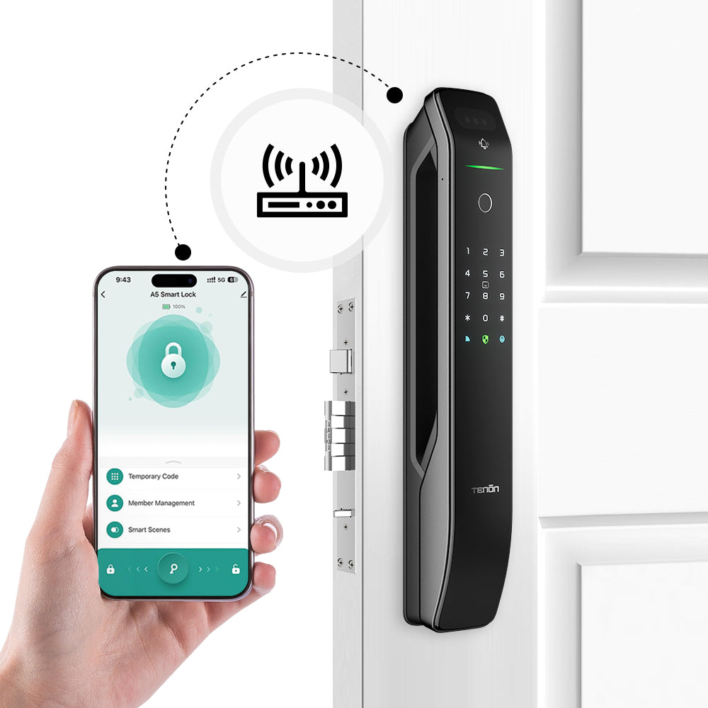 Tenon A6s 3D Face Recognition Built-in WiFi Smart Door Lock with Display and Digital Door Viewer